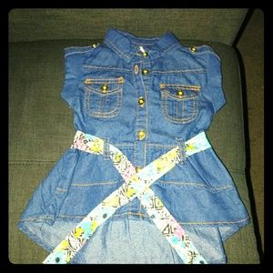 Denim Top w/ Floral belt
